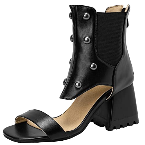 Smilice Damen Sandalen mit Reißverschluss Stiefeletten für den Sommer (Schwarz, 39) von Smilice