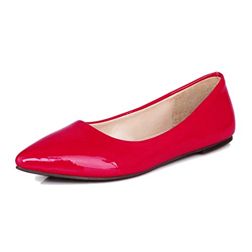 Smilice Damen Spitz Ballerinas Flache Bequeme Ballettschuhe aus Rutschfestem Gummi | Leichte Freizeitschuhe für Damen(Red, 40 EU) von Smilice