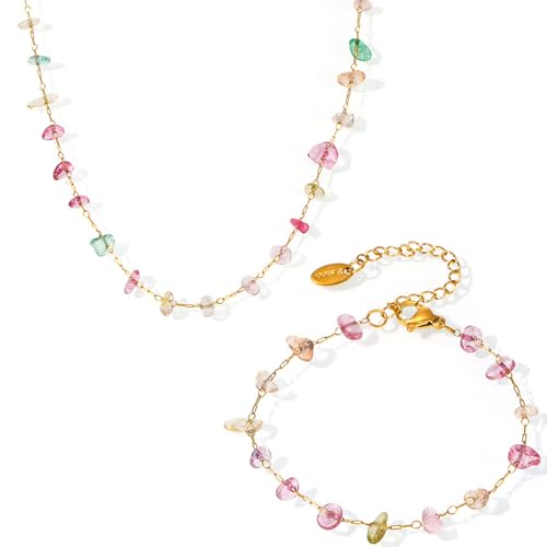 Smilice Damen Trendige Bunte Imitationskristall - Halskette & Armband Set Smilice Damen Trendige Bunte Imitationskristall - Halskette & Armband Set von Smilice