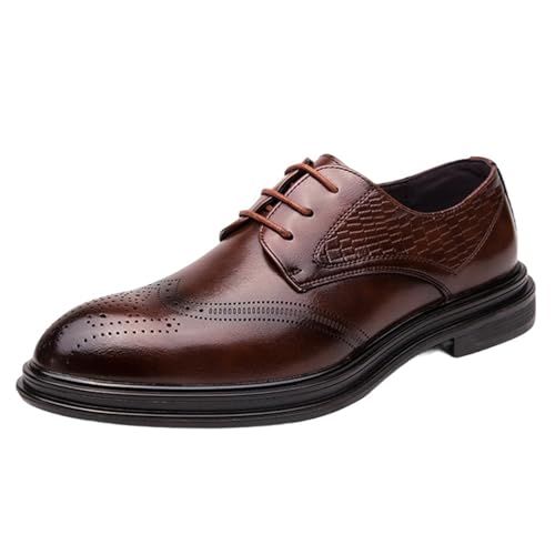 Smilice Herren Brogue-Anzugschuhe mit Perforiertem Schnürmuster (Braun, 43 EU) von Smilice