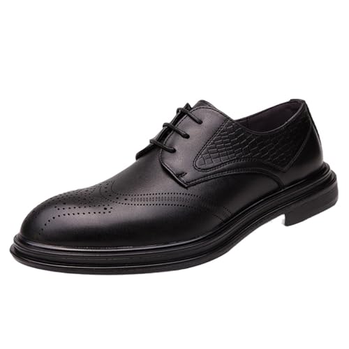 Smilice Herren Brogue-Anzugschuhe mit Perforiertem Schnürmuster (Schwarz, 42 EU) von Smilice