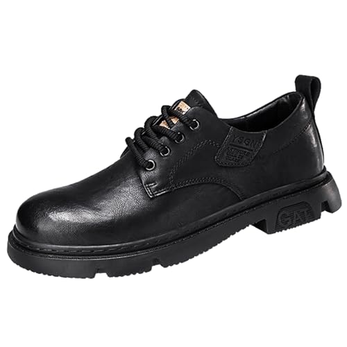 Smilice Herren Freizeitschuhe Rundes Zehen-Design - Mikrofaser-Obermaterial, Komfortfutter & rutschfeste Gummisohle (Schwarz, 44 EU) von Smilice