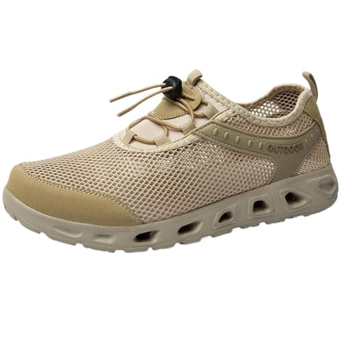 Smilice Herren Freizeitschuhe Weite Größen | Atmungsaktives Mesh | Leichte Eva-Sohle | für Spaziergänge und Alltag (Khaki, 43 EU) von Smilice