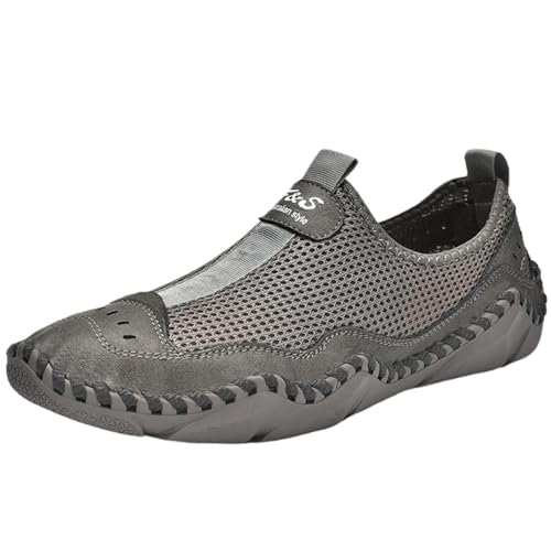 Smilice Herren Freizeitschuhe Weite Größen | Schlupf-Design & Atmungsaktives Mesh | rutschfeste Sohle mit Komfortpassform | für Alltag und Freizeit (Grau, 47 EU) von Smilice