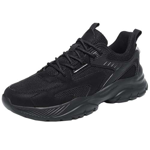 Smilice Herren Plateau Sportschuhe Schnürschuhe Atmungsaktive Tennis Sneakers (Schwarz,42) von Smilice