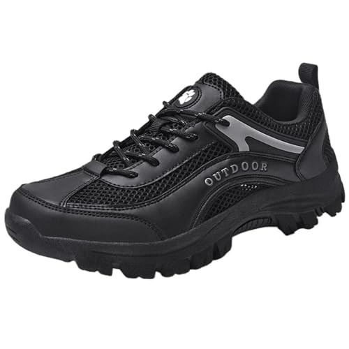 Smilice Herren Wander Schuhe Weite Größen | Atmungsaktives Mesh-Oberteil & rutschfeste Sohle | Zehenschutz-Kappe | für Outdoor und Alltag (Schwarz, 40 EU) von Smilice