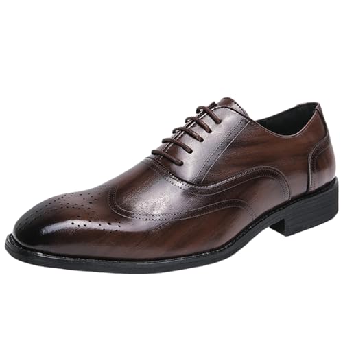 Smilice Herren Weite Modische Spitze Schnürer Business Freizeitschuhe (Braun, 42 EU) von Smilice