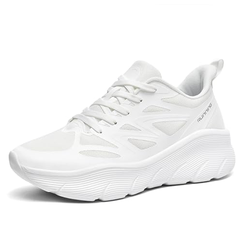 Smilice Herren und Damen Modische Keil-Mesh-Turnschuhe Sportschuhe mit Stilvollen Farboptionen (WEIß,42 EU) von Smilice