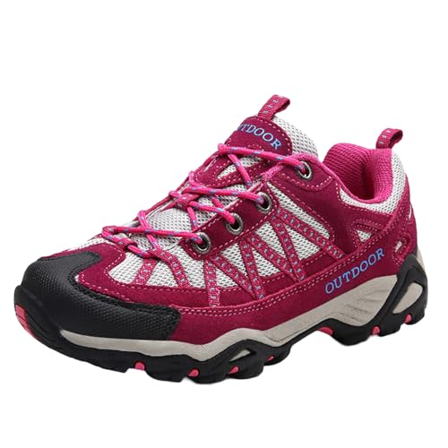 Smilice Leichte Wanderschuhe Niedrig für Paare - Atmungsaktiv mit Profilsohle für Trekking & Alltag (Himbeer, 35EU) von Smilice