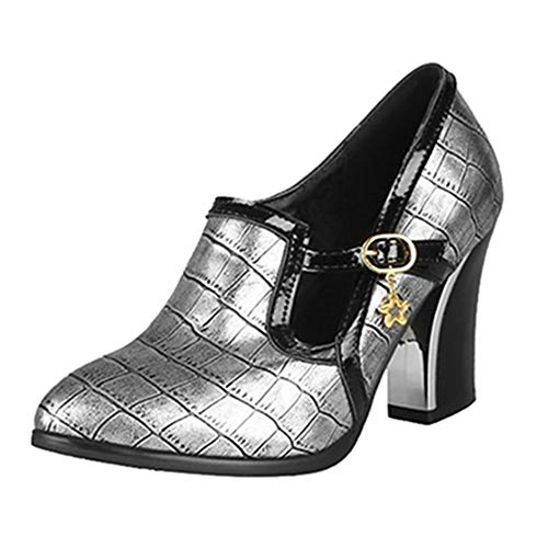 Smilice Mode Damen Pumps mit Blockabsatz (Silber, 41 EU) von Smilice