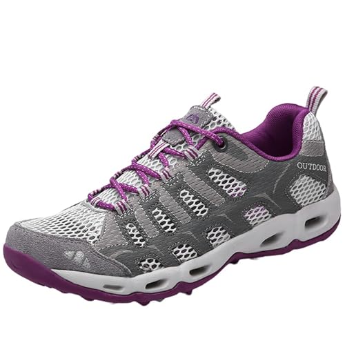 Smilice Wasserschuhe für Paare Schnelltrocknend | Drainage & rutschfeste Sohle | Atmungsaktives Mesh-Oberteil | für Wassersport und Strand (Lichtgrau, 35 EU) von Smilice