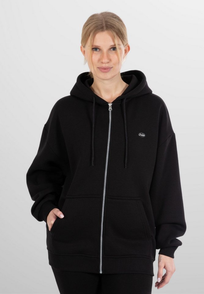 Smilodox Kapuzensweatjacke Eda, Oversize Kapuzenpullover mit seitlichen Taschen, weicher Stoff Strickjacke Relaxed Fit Metallabel Elastischer Stoff Sport Freizeit von Smilodox