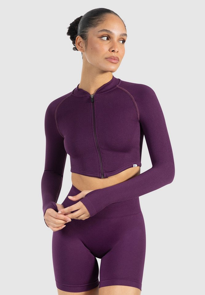 Smilodox Outdoorjacke Harly, Seamless Cropped Trainingsjacke, Reißverschluss & Daumenlöchern mit Stehkragen, Sport, Warm-up, Freizeit, Layering, Yoga, Training von Smilodox