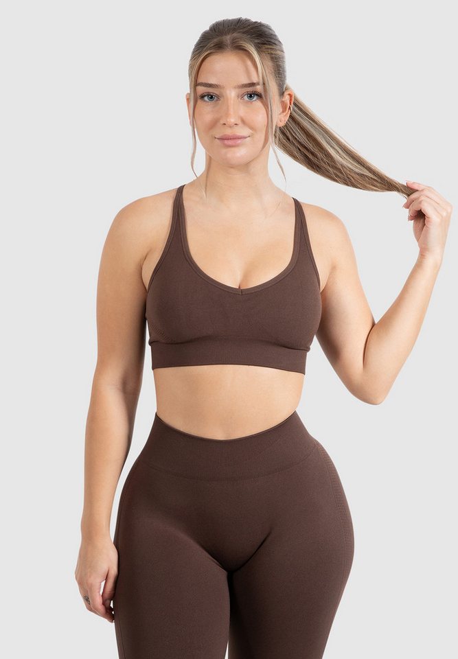 Smilodox Sport-BH Cetrina, Seamless Sport Bra eleganter Rückenausschnitt Fitness Push-Up BH V-Ausschnitt ohne Bügel Atmungsaktiv Bustier Yoga Alltag von Smilodox