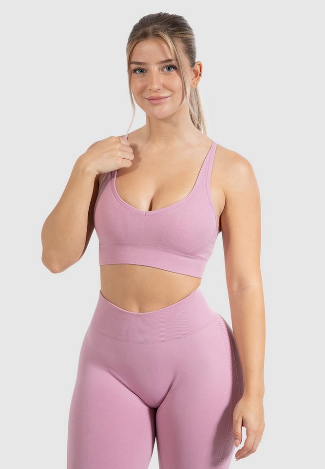 Smilodox Sport-BH Cetrina, Seamless Sport Bra eleganter Rückenausschnitt Fitness Push-Up BH V-Ausschnitt ohne Bügel Atmungsaktiv Bustier Yoga Alltag von Smilodox