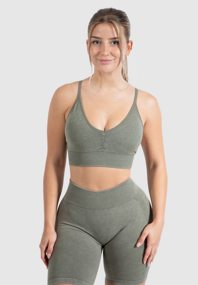 Smilodox Sport-BH Batik Acid Vera Scrunch, Seamless Push Up BH verstellbare Träger Crop Top Bra ohne Bügel Atmungsaktiv Herausnehmbare Cups Sport Yoga von Smilodox