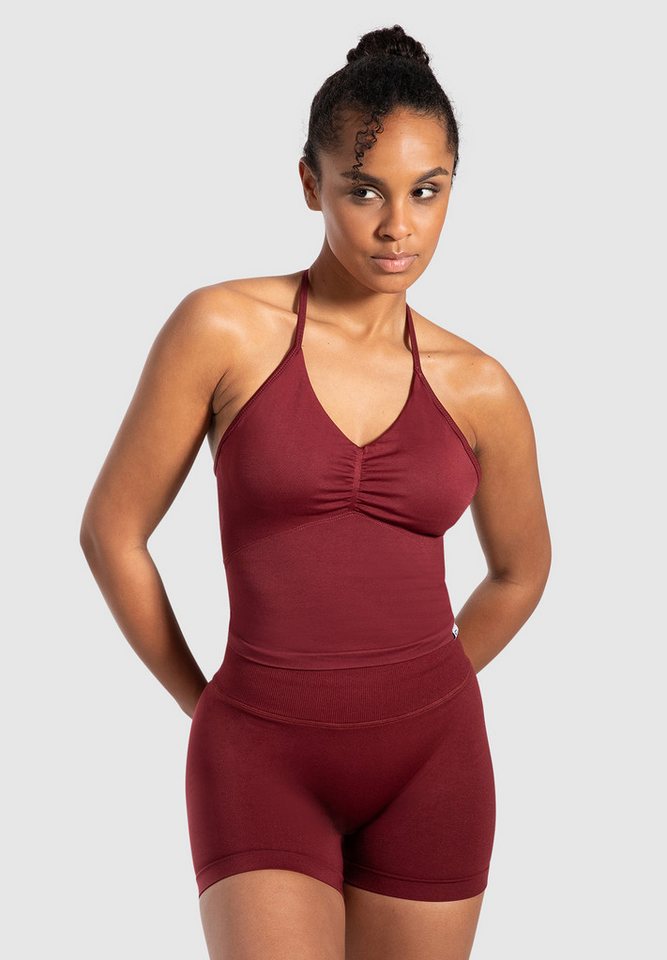 Smilodox Tanktop Malena, Cropped Neckholder Sporttop, Ringdetails, Raffung & Rückenfrei Tanktop nahtlos figurbetont, Sport Freizeit Yoga stylische Looks von Smilodox