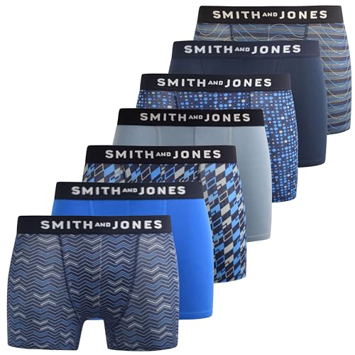 SMITH & JONES Herren Boxer - Multipack 7er Pack Stretch Baumwolle Herren Boxershorts Bequeme Unterhosen für Männer Bunte und Schwarze Unterwäsche Trunks Multi Pack Man Slip, Zyden-Mix, XXL von Smith and Jones