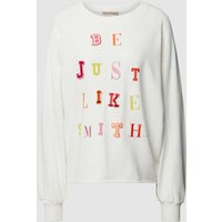 Smith and Soul Sweatshirt mit Applikationen Modell 'Embelished' in Offwhite, Größe L von Smith and Soul