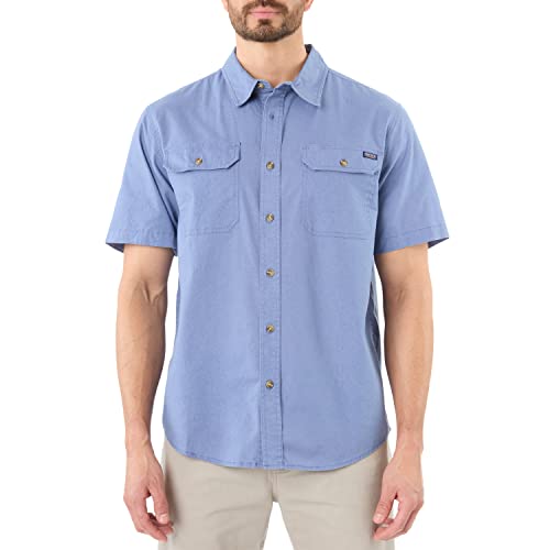Smith's Workwear Herren kurzärmeliges Arbeitshemd Hemd mit Button-Down-Kragen, Sandgewaschenes Chambray, XX-Large von Smith's Workwear