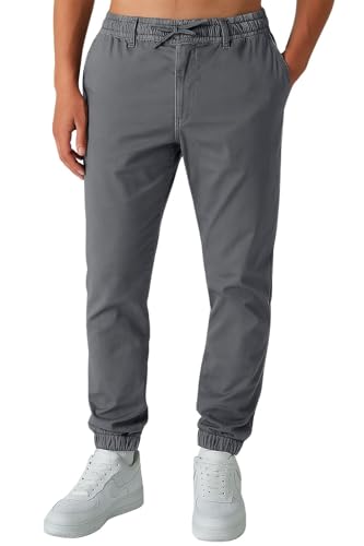 Smith & Solo Chino Hose Herren - Chinohose Baumwolle Freizeithose Hosen Arbeitshosen Männer mit Kordelzug Jogginghose Regul Chinos Lang (Anthrazit, L) von Smith & Solo