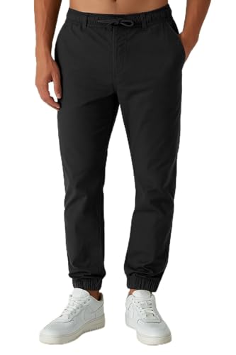 Smith & Solo Chino Hose Herren - Freizeithose Hosen Chinohose Baumwolle Arbeitshosen Männer mit Kordelzug Jogginghose Regul Chinos Lang (Schwarz, M) von Smith & Solo