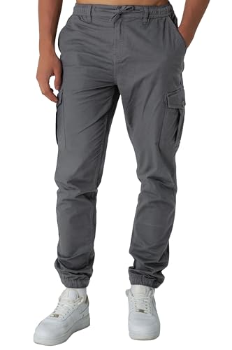 Smith & Solo Herren Hose Chino Baumwolle Sporthose Casual Freizeithose Elastische Taille mit Kordelzug Sweatpants Jogger mit Taschen (Anthrazit, L) von Smith & Solo