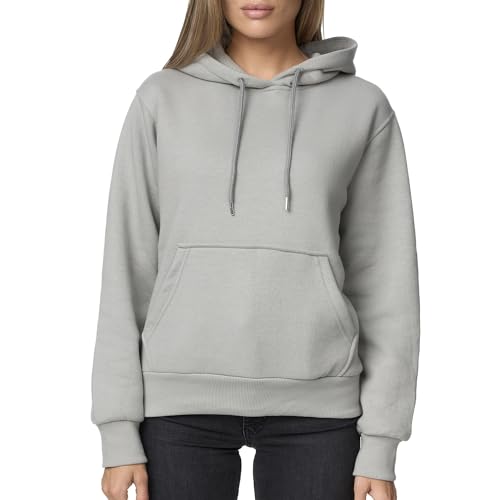 Smith & Solo Hoodie Damen – Kapuzenpullover Frauen Baumwolle Long, mit Kapuze Pullover Sweatshirt Rundhals, Slim Fit Freizeit Sport Langarmshirt, Hoodies Training - Pulli Streetwear Grau M von Smith & Solo