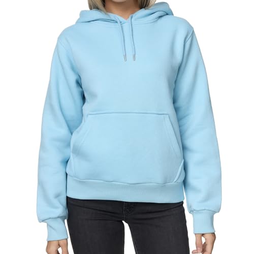 Smith & Solo Hoodie Damen – Kapuzenpullover Frauen Baumwolle Long, mit Kapuze Pullover Sweatshirt Rundhals, Slim Fit Freizeit Sport Langarmshirt, Hoodies Training - Pulli Streetwear (S, Hellblau) von Smith & Solo