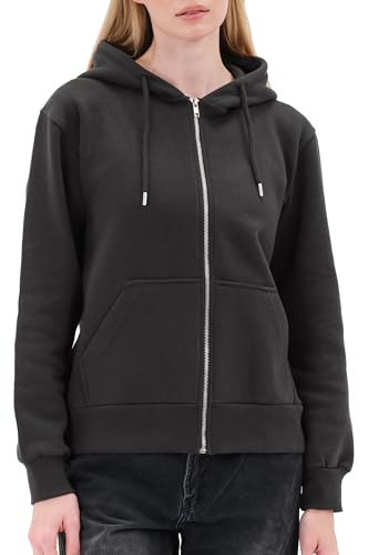 Smith & Solo Hoodie Damen Reißverschluss – Sweatjacke mit Kapuze, Kapuzenpullover, Kapuzenjacke Zippper Herbst Winter (Anthrazit L) von Smith & Solo