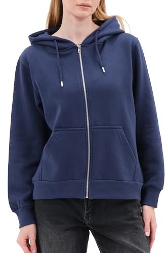 Smith & Solo Hoodie Damen Reißverschluss – Sweatjacke mit Kapuze, Kapuzenpullover, Kapuzenjacke Zippper Herbst Winter (Navy L) von Smith & Solo