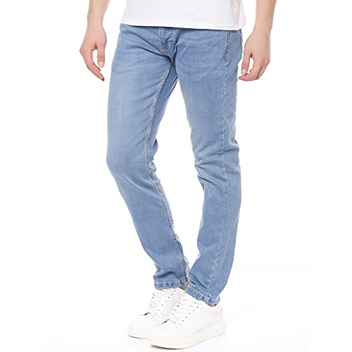 Smith & Solo Jeans Herren - Slim Fit Jeanshose, Hosen Stretch Modern Männer Straight Hose Cut Basic Washed (30W / 32L, Alex Hellblau) von Smith & Solo