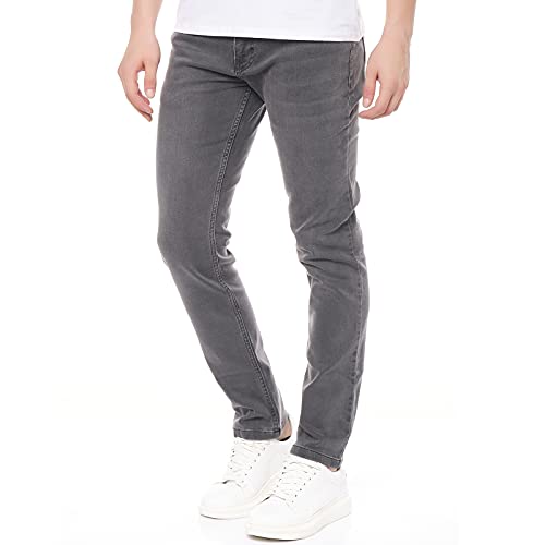 Smith & Solo Jeans Herren - Slim Fit Jeanshose, Hosen Stretch Modern Männer Straight Hose Cut Basic Washed (31W / 32L, Alex Grau) von Smith & Solo