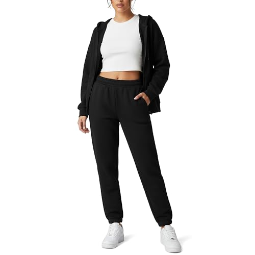 Smith & Solo Jogginghose Damen – Baumwolle Frauen Winter Sporthose, Laufhosen Fitness High Waist, Sweatpants Freizeithose Lang, Jogging Hose Trainingshose Schwarz XL von Smith & Solo
