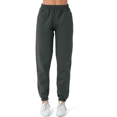 Smith & Solo Jogginghose Damen – Baumwolle Frauen Winter Sporthose, Laufhosen Fitness High Waist, Sweatpants Freizeithose Lang, Jogging Hose Trainingshose Warme Modern Anthrazit/L von Smith & Solo