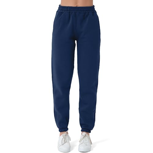 Smith & Solo Jogginghose Damen – Baumwolle Frauen Winter Sporthose, Laufhosen Fitness High Waist, Sweatpants Freizeithose Lang, Jogging Hose Trainingshose Warme Modern Navy/L von Smith & Solo