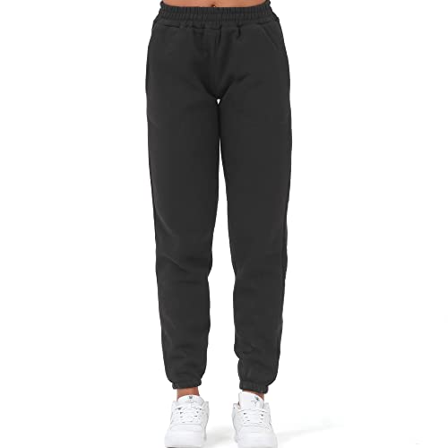 Smith & Solo Jogginghose Damen – Baumwolle Frauen Winter Sporthose, Laufhosen Fitness High Waist, Sweatpants Freizeithose Lang, Jogging Hose Trainingshose Warme Modern Schwarz/L von Smith & Solo