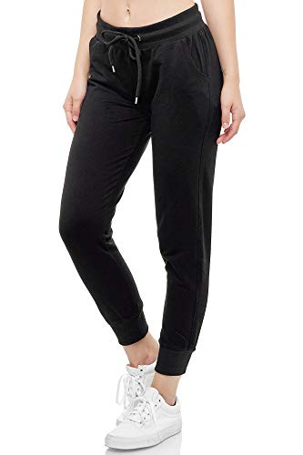 Smith & Solo Women's Jogging Bottoms - Sports Trousers Women Cotton | Sweatpants Slim Fit Casual Trousers Long | Training Trousers Fitness High Waist - Jogger Running Trousers Modern - Black - Large von Smith & Solo