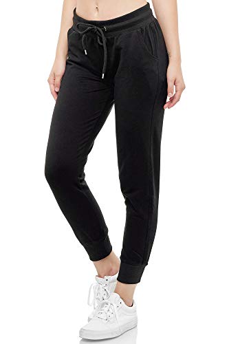Smith & Solo Women's Jogging Bottoms - Sports Trousers Women Cotton | Sweatpants Slim Fit Casual Trousers Long | Training Trousers Fitness High Waist - Jogger Running Trousers Modern - Black - Small von Smith & Solo