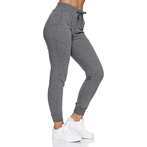 Smith & Solo Jogginghose Damen – Sporthose Frauen Baumwolle| Sweatpants Slim Fit Freizeithose Lang | Trainingshose Fitness High Waist – Jogger Laufhosen Modern Anthrazit / 2XL von Smith & Solo