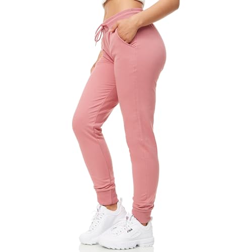 Smith & Solo Jogginghose Damen – Sporthose Frauen Baumwolle| Sweatpants Slim Fit Freizeithose Lang | Trainingshose Fitness High Waist – Jogger Laufhosen Modern (2XL, Dunkelrosa) von Smith & Solo