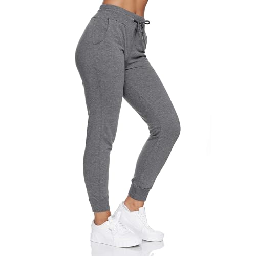 Smith & Solo Jogginghose Damen – Sporthose Frauen Baumwolle| Sweatpants Slim Fit Freizeithose Lang | Trainingshose Fitness High Waist – Jogger Laufhosen Modern Anthrazit / 2XL von Smith & Solo