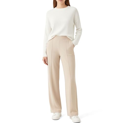 Smith & Solo Jogginghose Damen – Yogahose High Waist Sporthose Hohe Taille Freizeithose Weites Bein Sommerhose mit Taschen Frauen Wanderhose Lose Lounge Pants - Beige XL von Smith & Solo