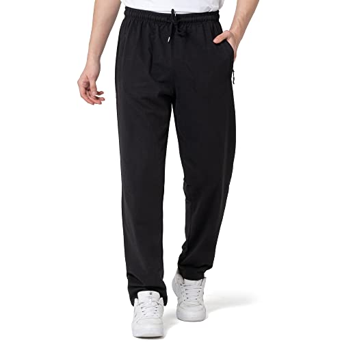 Smith & Solo Jogginghose Herren – Baumwolle Sporthose mit Reißverschlusstaschen Lang, Freizeithose Trainingshose, Sport Hosen Männer, Sweatpants Jogger, Laufhose Baumwoll (Schwarz, L) von Smith & Solo