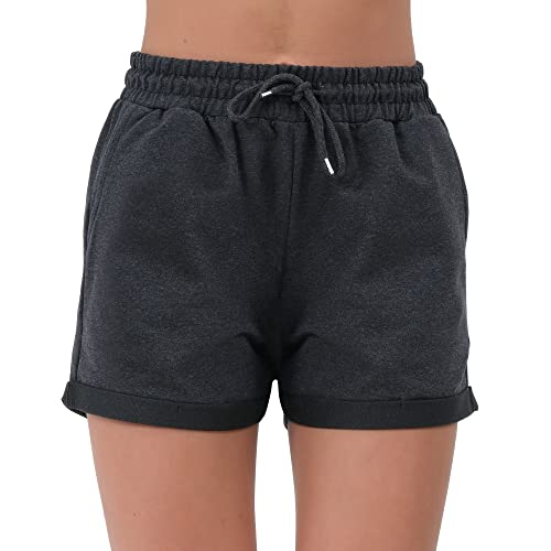 Smith & Solo Kurze Hose Damen - Shorts Sommer Hosen, Laufhose Kurz Sporthose, Trainingshose Sportshorts Women Laufshorts (Anthrazit, L) von Smith & Solo