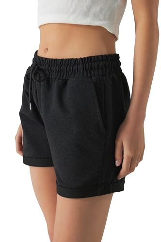 Smith & Solo Kurze Hose Damen - Shorts Sommer Hosen, Laufhose Kurz Sporthose, Trainingshose Sportshorts Women Laufshorts (Anthrazit, M) von Smith & Solo