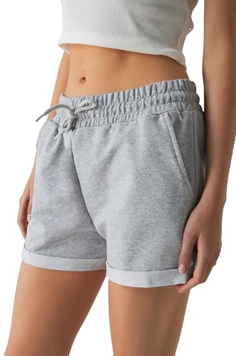 Smith & Solo Kurze Hose Damen - Shorts Sommer Hosen, Laufhose Kurz Sporthose, Trainingshose Sportshorts Women Laufshorts (Grau, L) von Smith & Solo