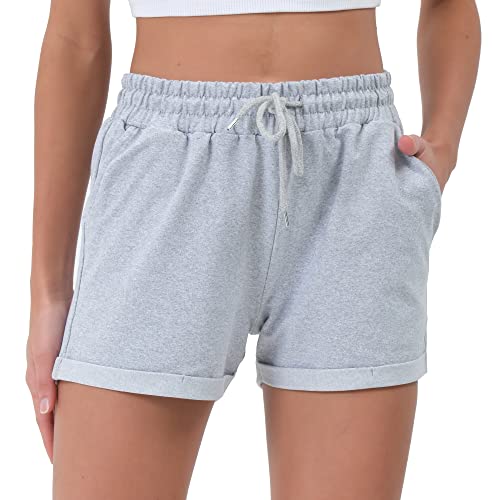 Smith & Solo Kurze Hose Damen - Shorts Sommer Hosen, Laufhose Kurz Sporthose, Trainingshose Sportshorts Women Laufshorts (Grau, M) von Smith & Solo