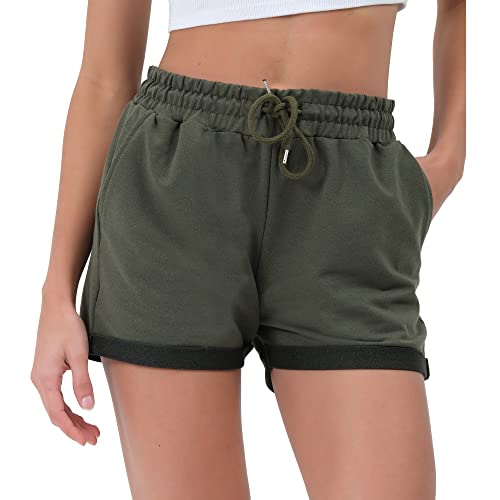 Smith & Solo Kurze Hose Damen - Shorts Sommer Hosen, Laufhose Kurz Sporthose, Trainingshose Sportshorts Women Laufshorts (Khaki, 2XL) von Smith & Solo