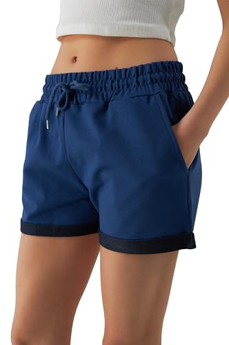 Smith & Solo Kurze Hose Damen - Shorts Sommer Hosen, Laufhose Kurz Sporthose, Trainingshose Sportshorts Women Laufshorts (Navy, L) von Smith & Solo